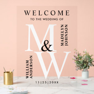Transparente moderne Typografie-Monogramm-Hochzeit Acrylschild