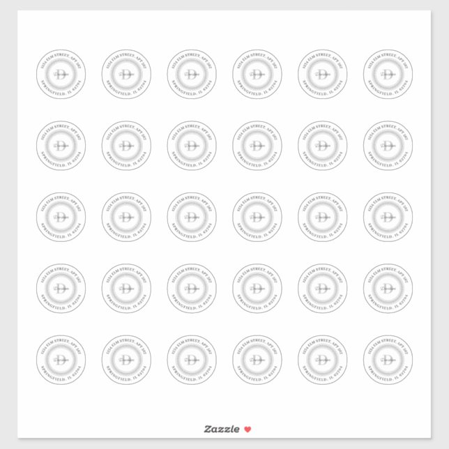 Transparente monogramm klare Rücksendeadressen-Auf Aufkleber (Blatt)