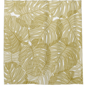 Transparente Monstera Blätter Weißer Hintergrund Duschvorhang