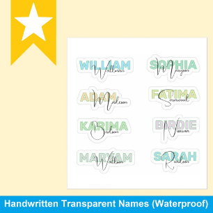 Transparente Nachnamen, moderne wasserfeste Aufkle Aufkleber