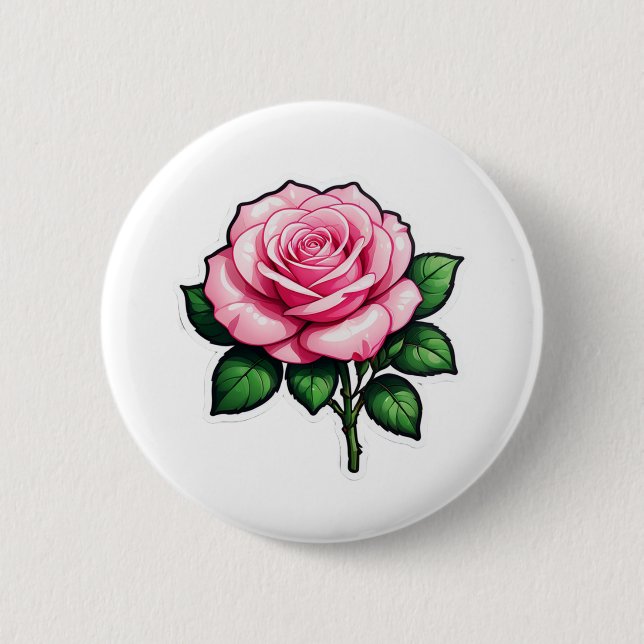 Transparente Rosa-Blume-Aufkleber Button (Vorderseite)