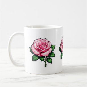 Transparente Rosa-Blume-Aufkleber Kaffeetasse