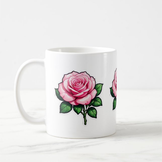 Transparente Rosa-Blume-Aufkleber Kaffeetasse (Links)