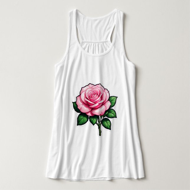 Transparente Rosa-Blume-Aufkleber Tank Top (Design Vorderseite)