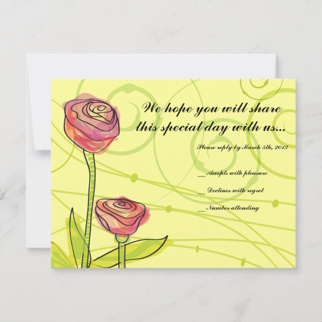 Transparente Rose Bat Mitzvah Reply Card Einladung (Vorderseite)