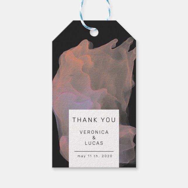 transparente Seide moderne Hochzeit Danke Geschenkanhänger (Vorderseite)