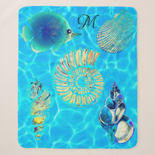Transparente türkisfarbene Aqua-Muscheln Sherpadecke