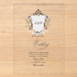 Transparente Whimsical Woodland-Hochzeit mit Kanin Acryleinladungen