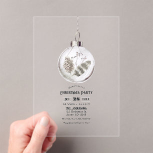 Transparenter Boho neutraler Weihnachtsfeier Acryleinladungen