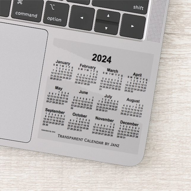 Transparenter Kalender 2024 von Janz Aufkleber (Detail)