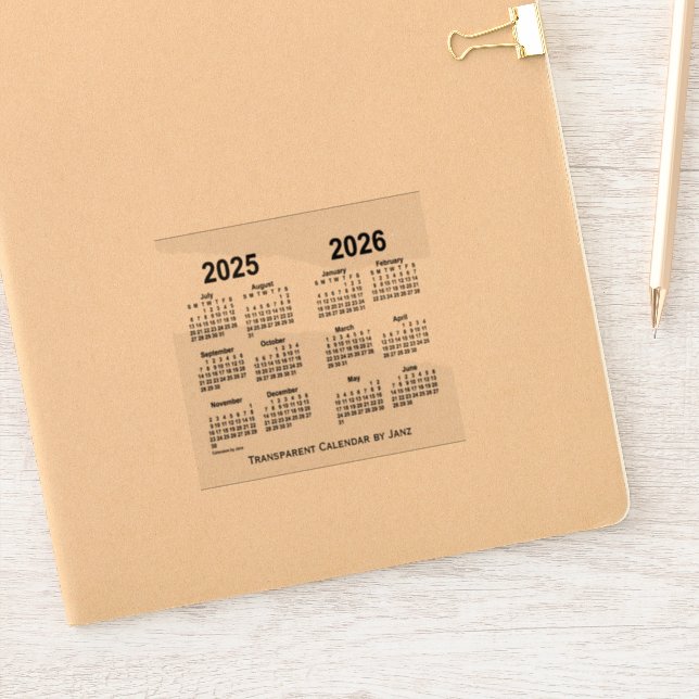 Transparenter Kalender 2025-2026 von Janz Aufkleber (Notizbuch)