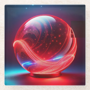 Transparenter reflektierender roter Globus mit Ste Glasuntersetzer