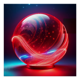 Transparenter reflektierender roter Globus mit Ste Poster