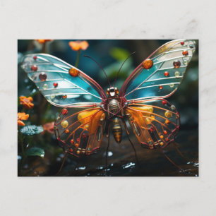 Transparenter Steampunk-Schmetterling Postkarte
