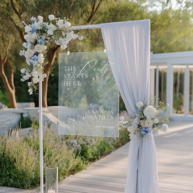Transparentes Akrylblau-Hochzeitungs-Begrüßungszei Acrylschild (Transparent Acrylic Blue Wedding Welcome Sign)
