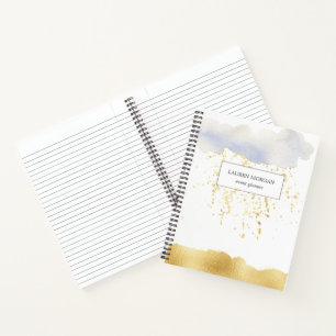 Transparentes blaues Imitat Goldfolie-Monogramm-No Notizbuch