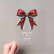 Transparentes elegantes Red Bow Weihnachtsfest-Par