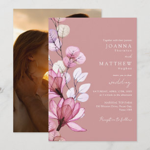 Transparentes Foto Dusty Rose Hochzeit Einladung