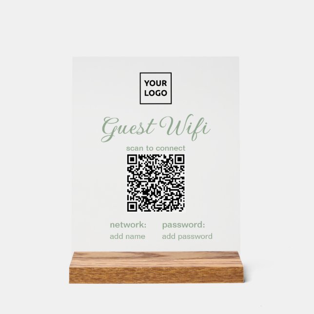 Transparentes Gast-WiFi-Schild mit QR-Code  Acrylschild (Vorderseite)