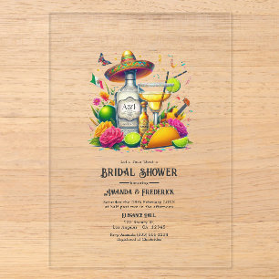 Transparentes mexikanisches Fiesta Sombrero-Brautp Acryleinladungen
