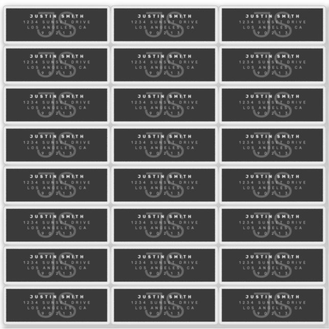 Transparentes, modernes Monogramm-Adressenlabel Aufkleber (Vorderseite)