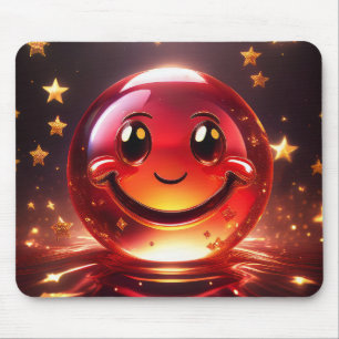 Transparentes rotes Blasen-Gesicht mit Sternen Mousepad