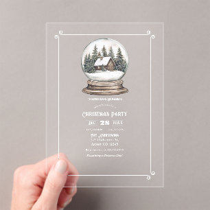 Transparentes Rustikales Snow Globe Weihnachtsfest Acryleinladungen