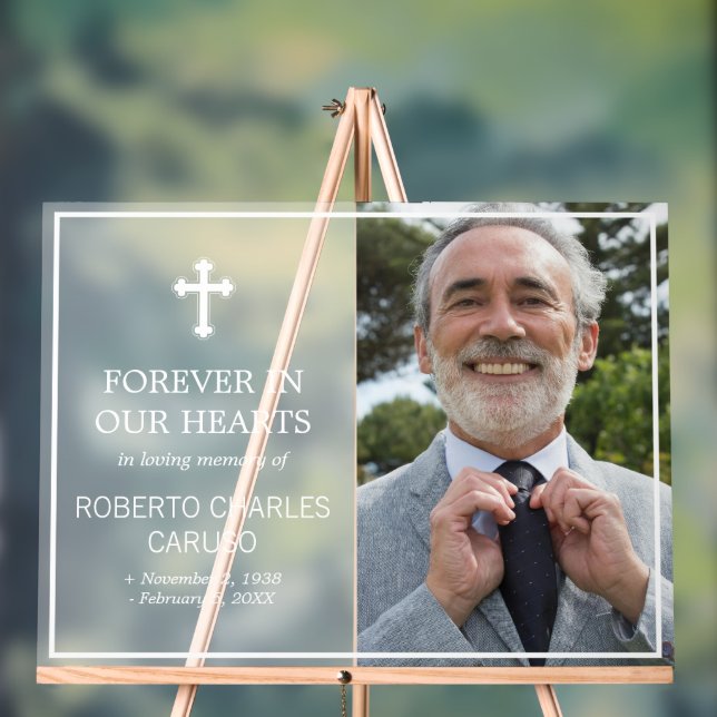 Transparentes Weißkreuz-Foto im liebenden Speicher Acrylschild (Neutral)