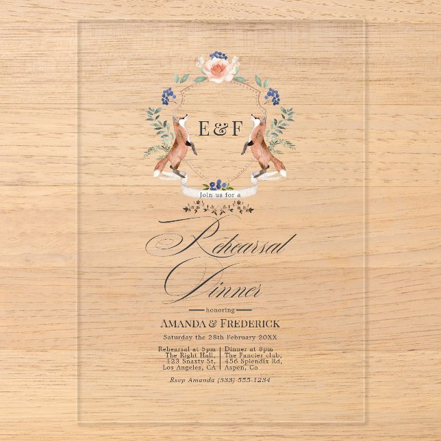 Transparentes Whimsical Woodland Probe Dinner Acryleinladungen (Vorderseite)