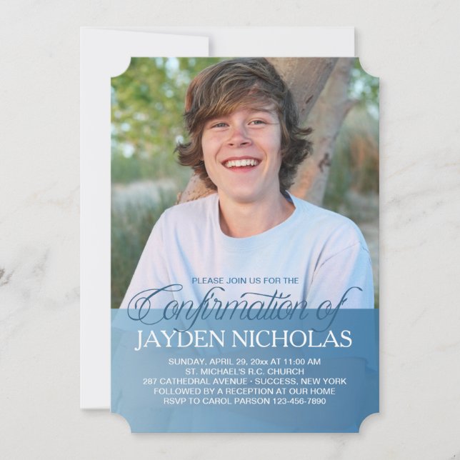 Transparenzbestätigung - Blauer Foto Einladung (Vorderseite)