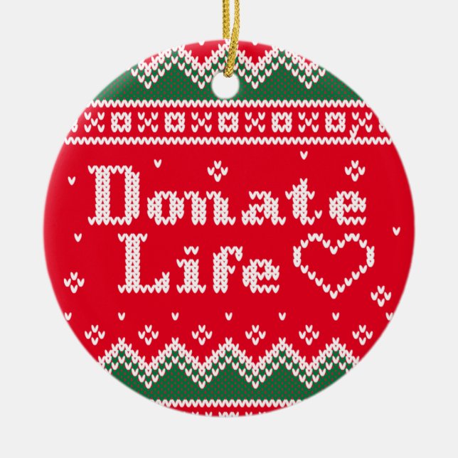 Transplant Spende Leben gespritzt Weihnachtskrüge Keramik Ornament (Vorne)