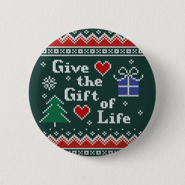 Transplantat Geschenk des Lebens Gezwirnter Weihna Button (Vorderseite)
