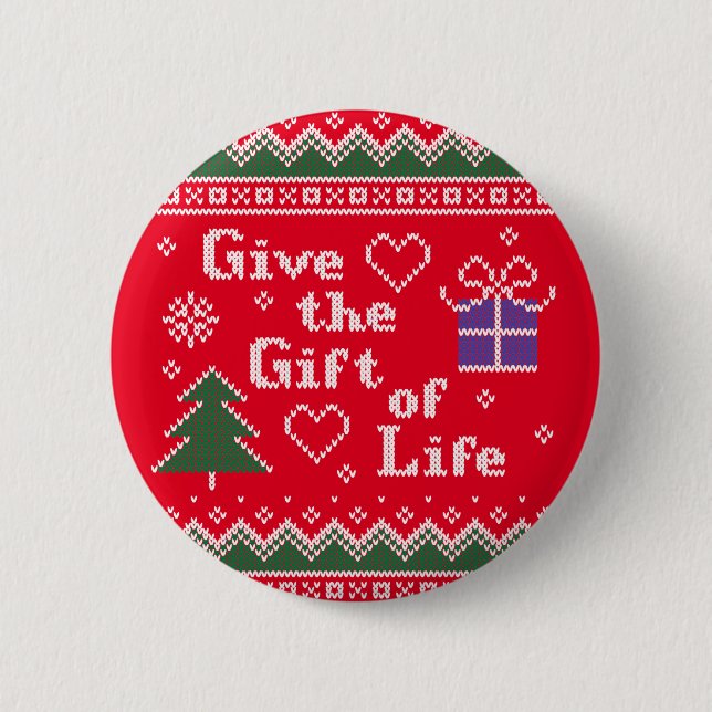 Transplantat Geschenk des Lebens Gezwirnter Weihna Button (Vorderseite)