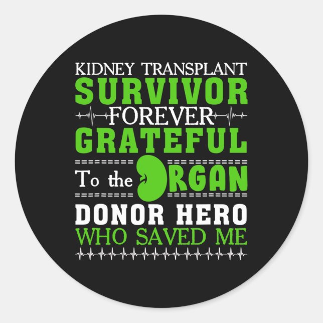 Transplantat Organ Niere Spender Empfänger 1 Runder Aufkleber (Vorderseite)