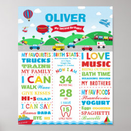 Transport 2. Geburtstag Meilenstein Geburtsstunde Poster