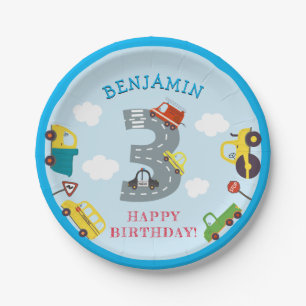 Transport 3. Geburtstag Papier Party Plate Pappteller