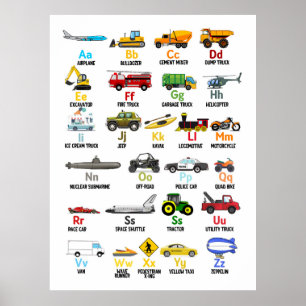 Transport ABC, Fahrzeug ABC Print Poster