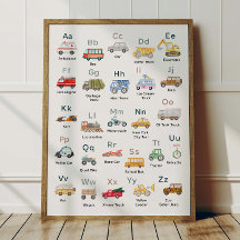 Transport Alphabet ABC Poster für Kinderzimmer Dek