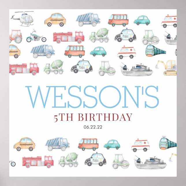 Transport Anniversaire Affiche de bienvenue Tapiss (Devant)