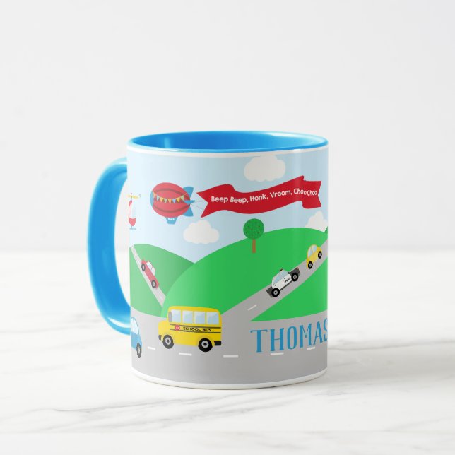 Transport Auto Zug Flugzeug Personalisiert Tasse (Vorderseite Links)