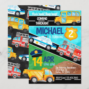 Transport Camion Anniversaire Fête Invitation