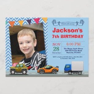 Transport Camion Anniversaire Photo Invitation