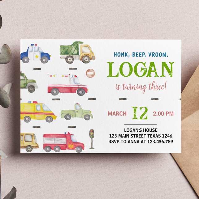 Transport Camions Invitation de fête d'anniversair (Créateur téléchargé)