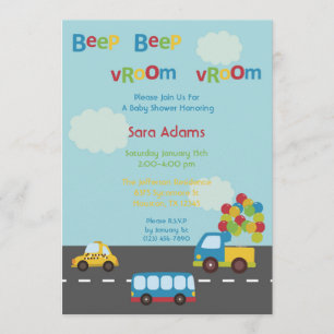 Transport Car Bus 5x7 Baby shower Invitation