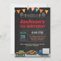 Transport Car Truck Geburtstag Einladung