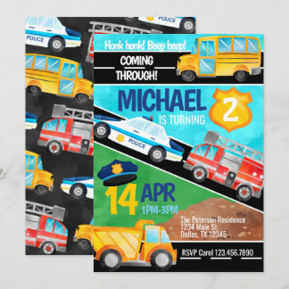 Transport Car Truck Geburtstagsparty Einladung