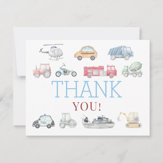 Transport Carte de remerciements d'anniversaire (Devant)