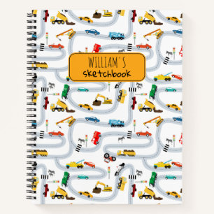 Transport Fahrzeuge Autos Lastwagen Kinder Skizze Notizbuch