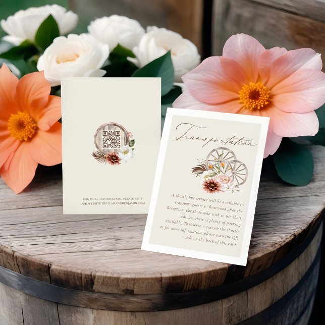 Transport Floral Western Wagon Wheels Hochzeiten Begleitkarte (Transportation Floral Western Wagon Wheels Wedding Enclosure Card)