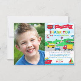 Transport Geburtstagsparty Foto Danke Karte